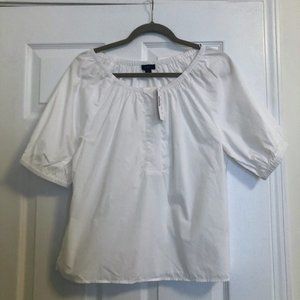 NWT J. Crew Swingy scoopneck top - white cotton poplin